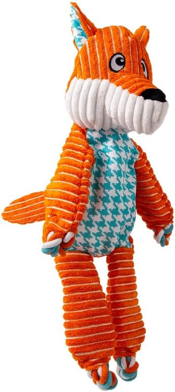 KONG Floppy Knots - Durable No‑Stuffing Squeaky Rope & Plush Dog Toy - for Teething, Playing (Fox, Extra Large)