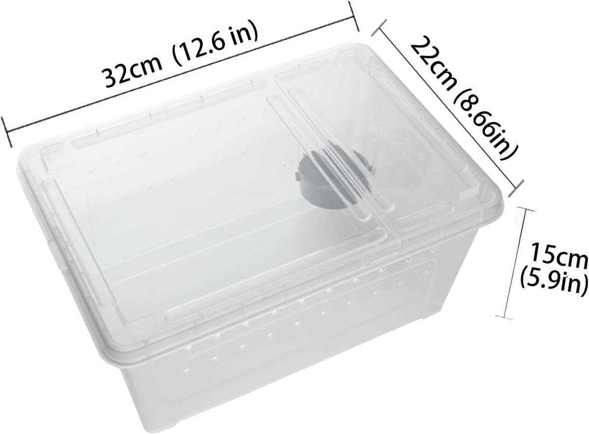 OMEM Portable Reptile Terrarium Habitat for Mini Pet Houses Breathable Holes Stackable Container (2PCS-L)