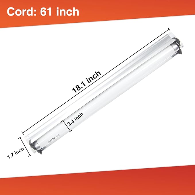 Hypool T8 Strip UVB UVA Reptile Lighting Fixture with 18-Inch 15 Watt UVB 10.0 Fluorescent Bulb Combo Kit, 10-Percent UVB Desert Pet Habitat Light for Reptiles Amphibian, 1 Pack, White