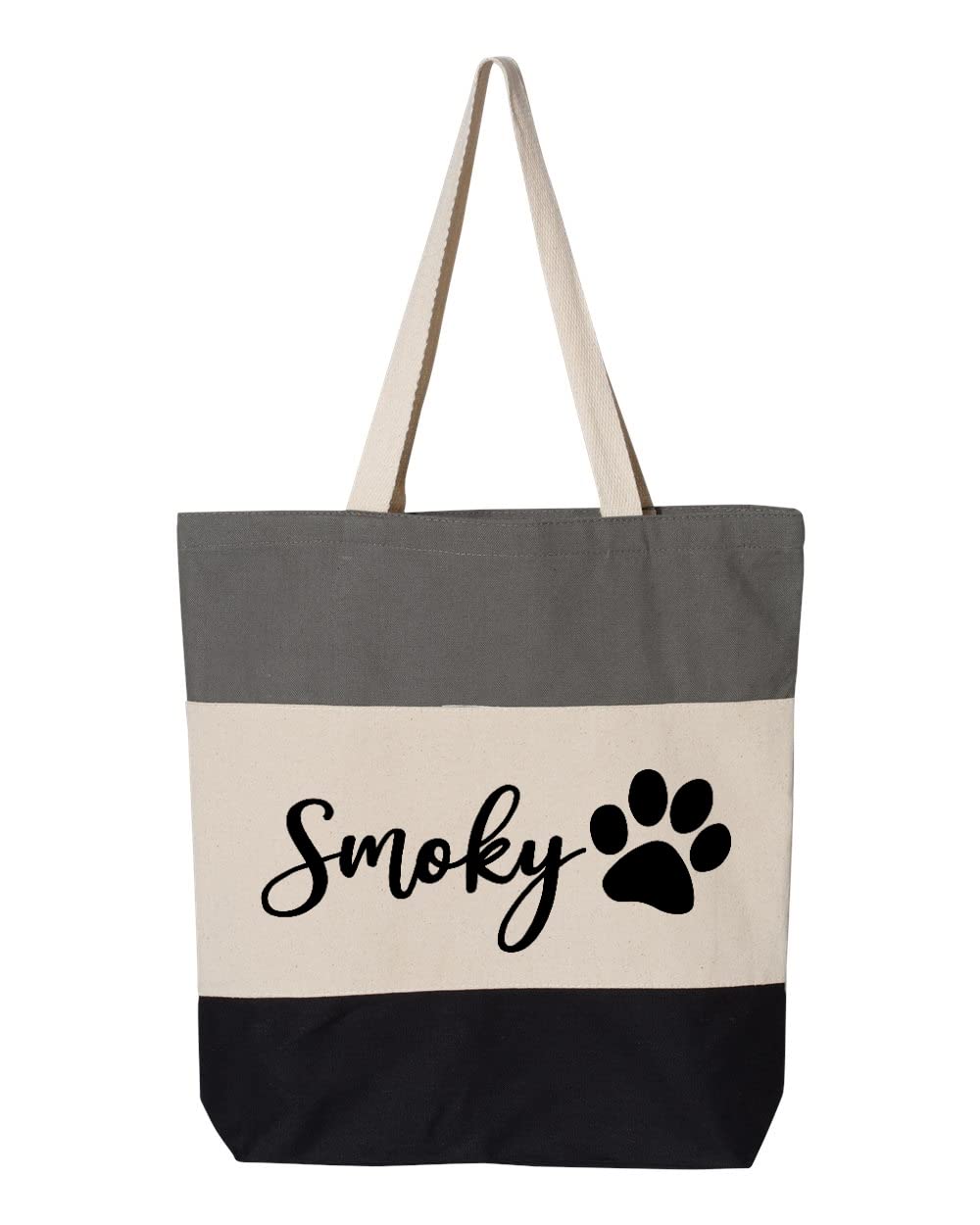 Custom Dog Tote Bag Personalized Dog Mom Gift Dog Toys Totes Pet Gift Custom Pet Bag Gift For Dog Mom Dog Lover Bag (15"L x 15"H x 3"D, Tri-Color Grey)