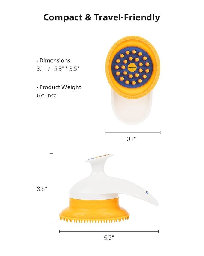 [PETHROOM] Cat Brush for Shedding Cats,Dogs, Kitten | Gentle Deshedding & Grooming Tool for Short or Long Hair | Safe Massage Brush for Sensitive Skin | Sturdy, Durable, and Portable