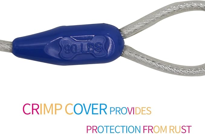 Petest 25ft Reflective Tie-Out Cable with Buffer Spring for Large Dogs Up to 90 Pounds