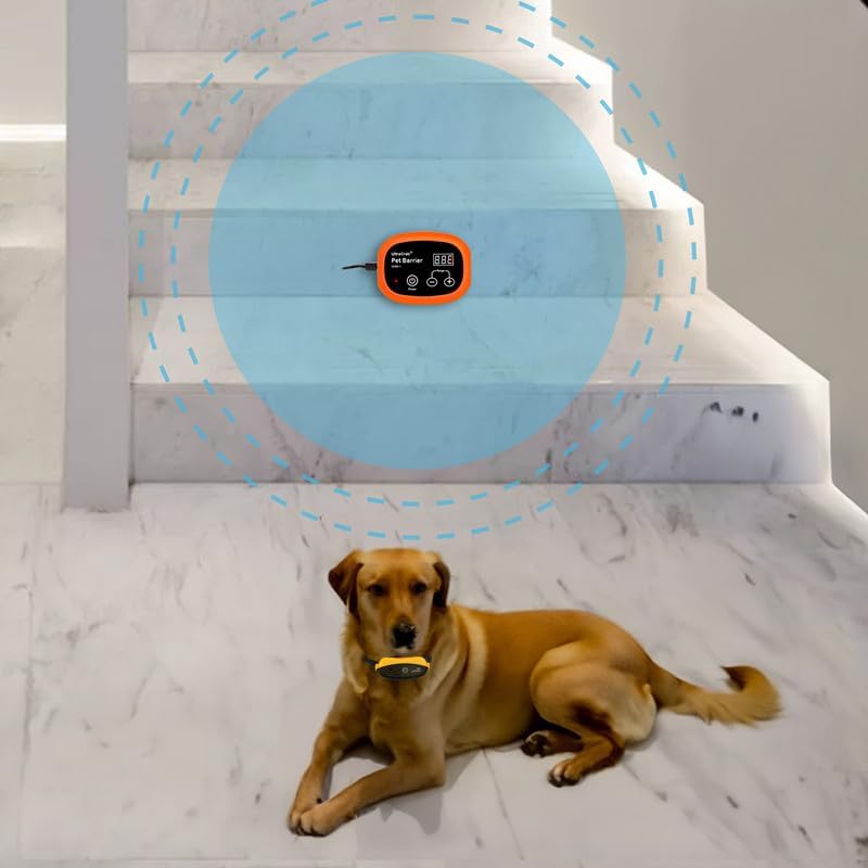 Indoor Pet Barrier for 2 Dogs,Wireless Indoor Electric Fence,Pet Gate, Keeps Areas Off Limits,Dog Home Proofing, Waterproof/Rechargeable/Beep/Static Training Collar,Orange Kit
