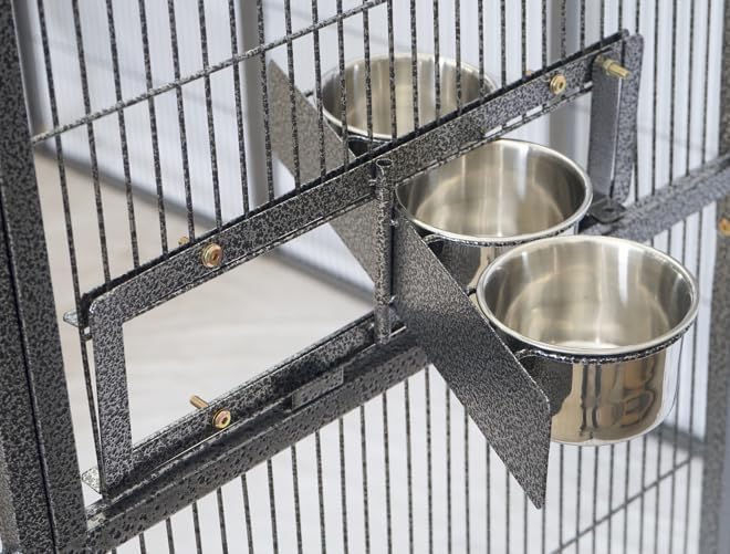 SENY Heavy Duty Large Walk-in Bird Aviary Cage, 79H x 86W x 62D inches, for Parrots, Macaws, Cockatoos, Reptiles, Dogs, Birds Flight Cage. (Silver Black, Wire Size: 0.14")