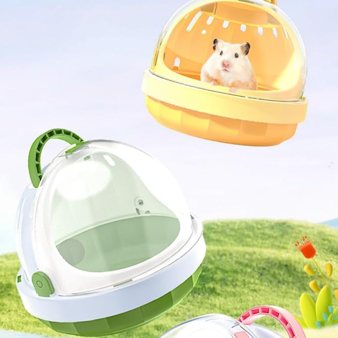 Guinea Pig Carrier Cage with Water Bottle, Portable Hamster Travel Carrier Carry Case for Small Pets, Gerbils, Mice, Dwarf Hamster (Yellow)