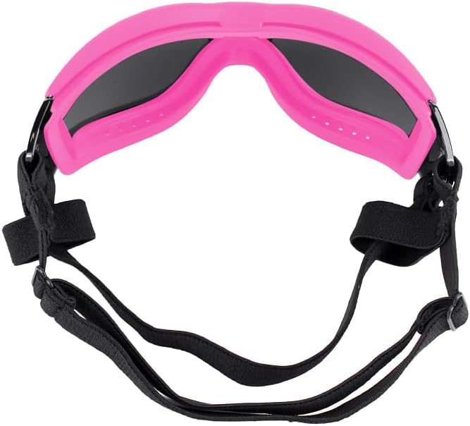 Dog Sunglasses for Large and Medium Breed, Dog Goggles for Large Dogs, Sun Protection, Windproof, Waterproof, Dustproof and Anti-Fog with Adjustable Strap for Driving, Motorcycle (Pink)