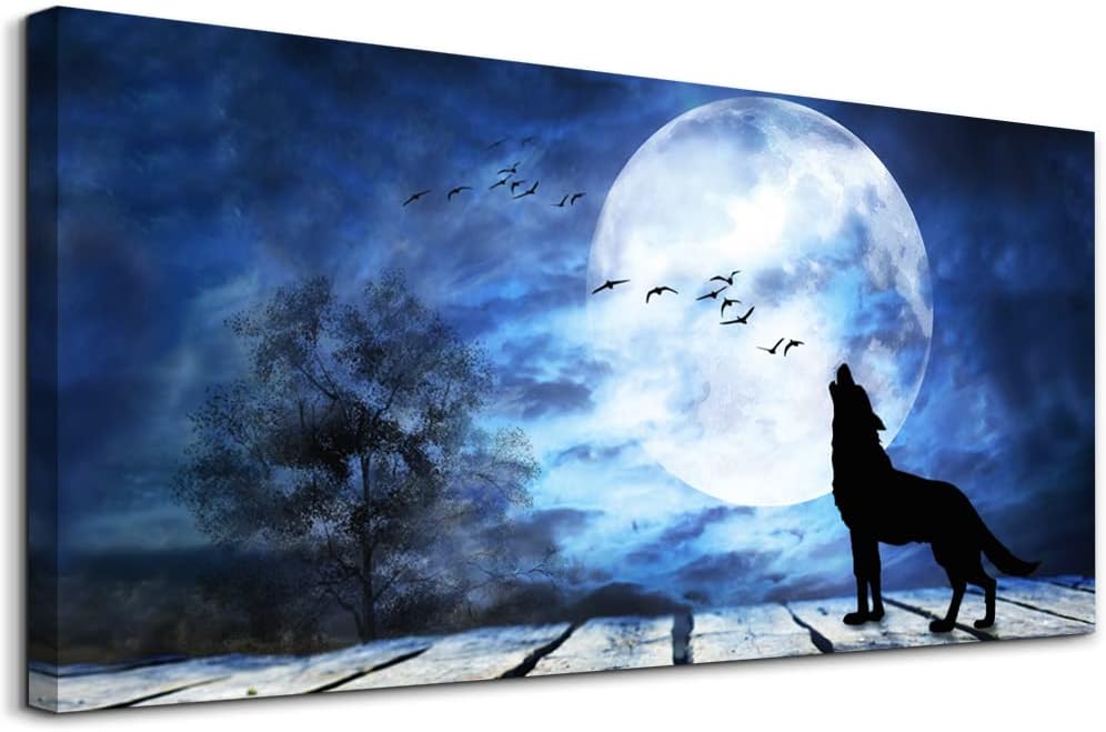 Canvas Wall Art For Bedroom Wall Decoration For Living Room Large Size Luminous Scenery Wolf Wall Decor Pictures Artwork Painting Modern Office Canvas Art Prints Room Decor Ready To For Home Decor