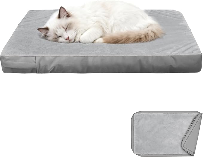 Explore Land Waterproof Dog Bed Cover Machine Washable Fluffy Dog Bed Replacement Cover for Cat, 20Lx15Wx3H inch, Gray