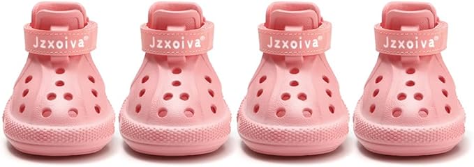 JZXOIVA Dog Shoes for Hot Pavement, Dog Booties for Large Dogs, Breathable Dog Boots & Paw Protectors, Adjustable Non-Slip Dog Rain Booties, Waterproof Pets Sandals for Beach Pink Size 8