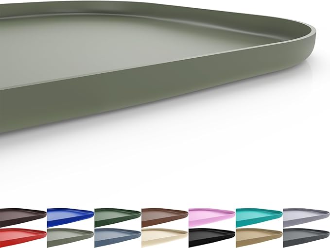 Silicone Pet Feeding Mat with Raised Edge for Food and Water, Dog Bowl Mats, Cat Bowls Placemat with High Lip for Floor Waterproof, Rubber Tray for Cats and Dogs 22 x 14 x0.8 Light Olive Green