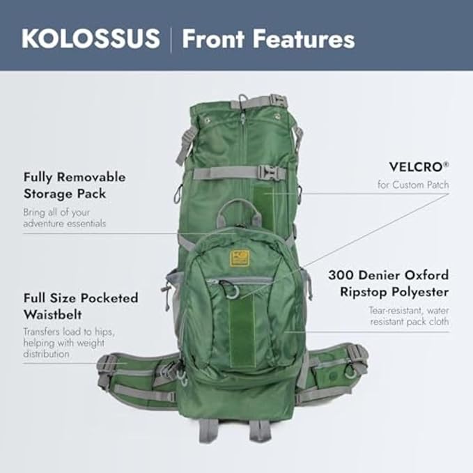 K9 Sport Sack Kolossus - XXL, Myrtle Green - The Big Dog Backpack - Ideal for Dogs 26-29” Long - Fully Adjustable Pet Carrier - Doubles as a Professional-Grade 60L Hiking Pack