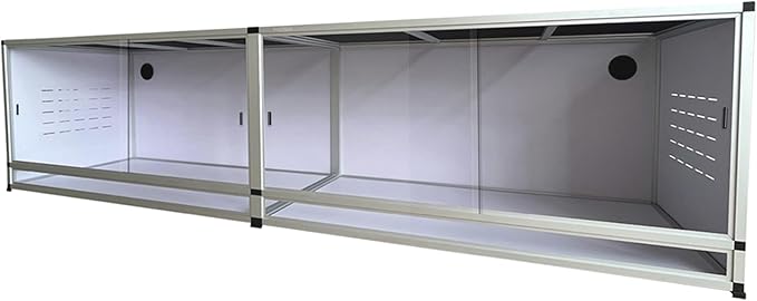 PVC Reptile Enclosure 8x2x2FT Large Reptile TerrariumTempered Glass Doors Habitat 240 Gallon for Bearded Dragon Gecko Lizard Snake, Wide Breeding Lounge Vivarium Area with Sliding Doors Lock