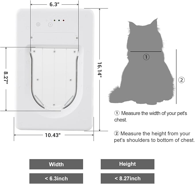 Smart Electronic Pet Door, Automatic Cat Dog Door with 3 Modes, Battery Powered Electronic Sensor Pet Door with 1 Sensing Key, Fit for Small/Medium Pets Up to 35lbs - Small Size
