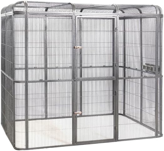 SENY Heavy Duty Large Walk-in Bird Aviary Cage, 79H x 86W x 62D inches, for Parrots, Macaws, Cockatoos, Reptiles, Dogs, Birds Flight Cage. (Silver Black, Wire Size: 0.14")
