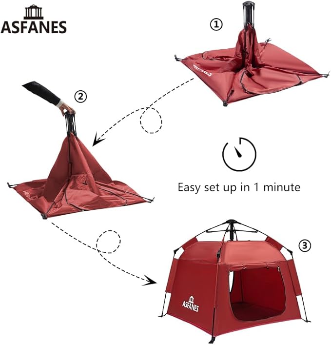 Outdoor Waterproof Pet Automatic Camping Tent, Pop up Cave Bed for Indoor Cats and Small Dogs, Portable Cat House Dog House, Red.