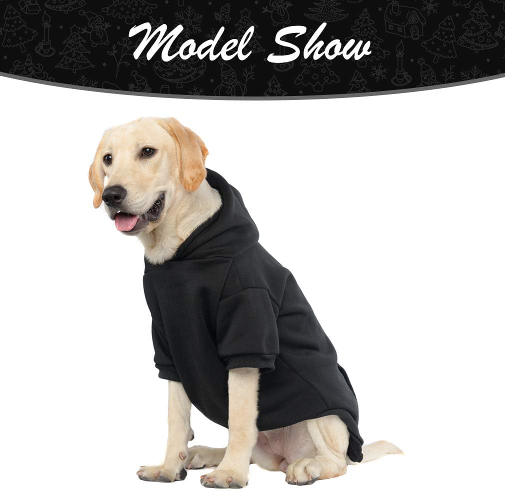 KOOLTAIL Basic Dog Hoodie - Soft and Warm Dog Hoodie Sweater with Leash Hole and Pocket, Dog Winter Coat, Cold Weather Clothes Sweatshirt for Small Medium Large Dogs Puppy Cat Boys Girls Black XXL