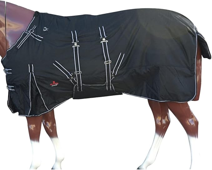 Black 69 in HILASON 1200D Winter Waterproof Poly Horse Turnout Blanket Belly Wrap