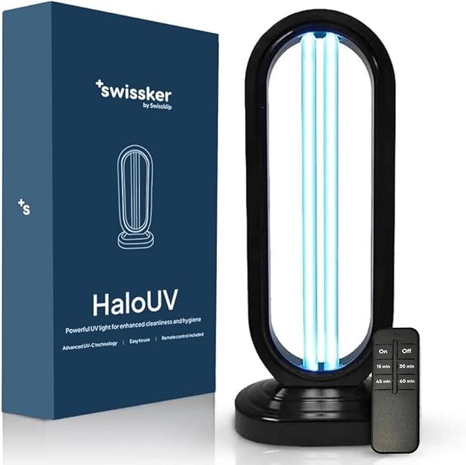 Swissklip HaloUV, Mold Remover, Home Disinfection Device, Dust Mites Remover, UV Light Sanitizer, Ultraviolet Sanitizer for Home, Room & Kitchen, Ultraviolet Light with 4 Speed Timings