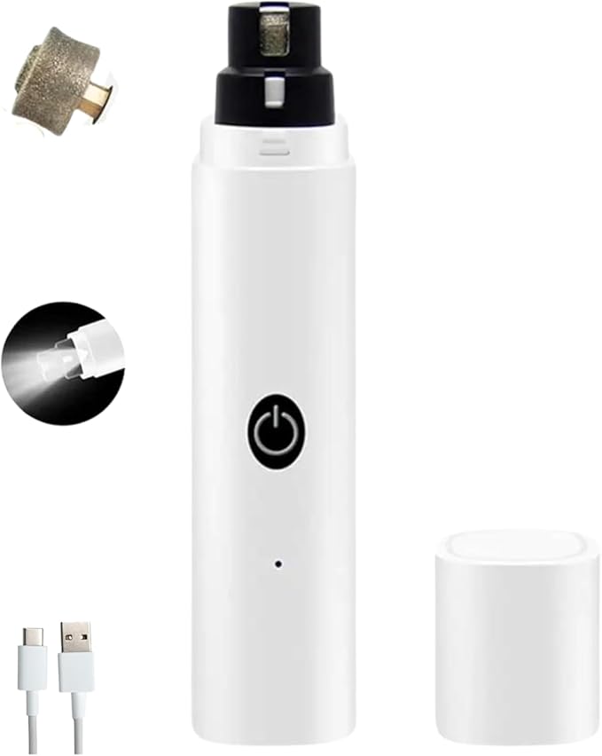 GajetNest Professional Pet Nail Grinder for Dogs and Cats, 2 Speeds LED Light USB Charging Low Vibration, Quiet, Cordless Ergonomic Long Lasting Battery, Safety Guard