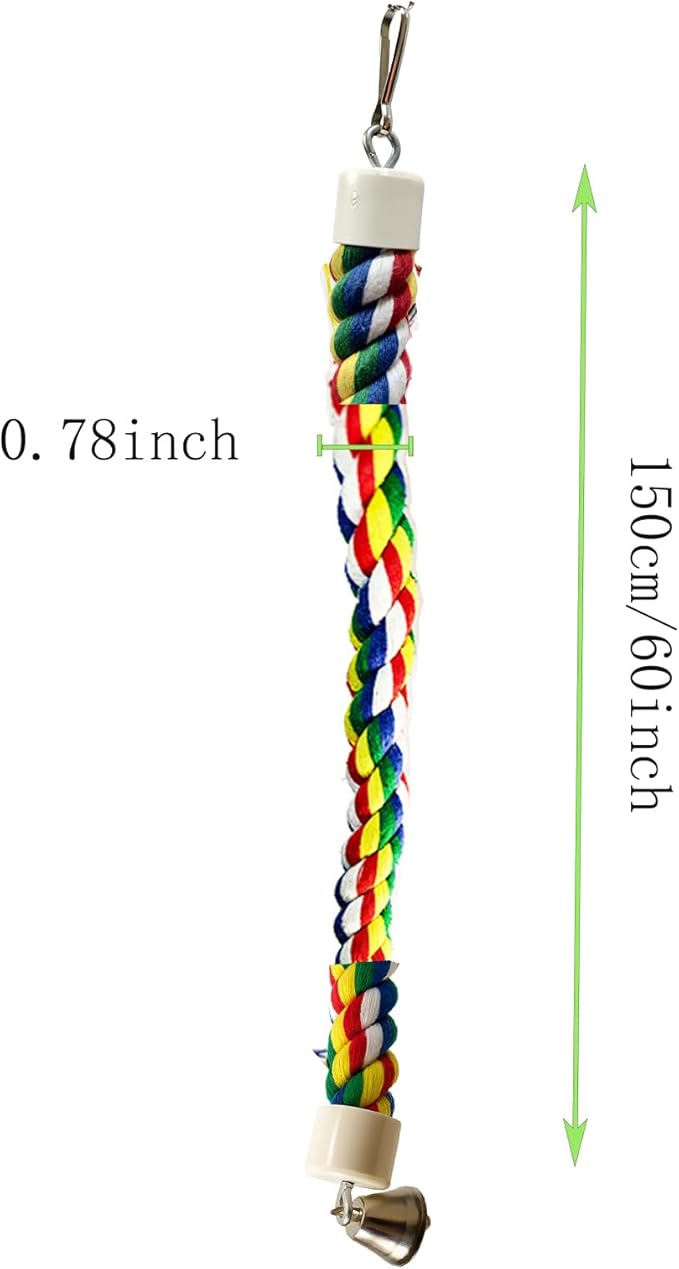 Bird Perch,Bird Rope Perch & Birds Swing Set,Bird perches for cage,Rope Perch for Conures,Parrots,Cockatiel,Lovebird,Budgerigar,Parakeet perches for cage