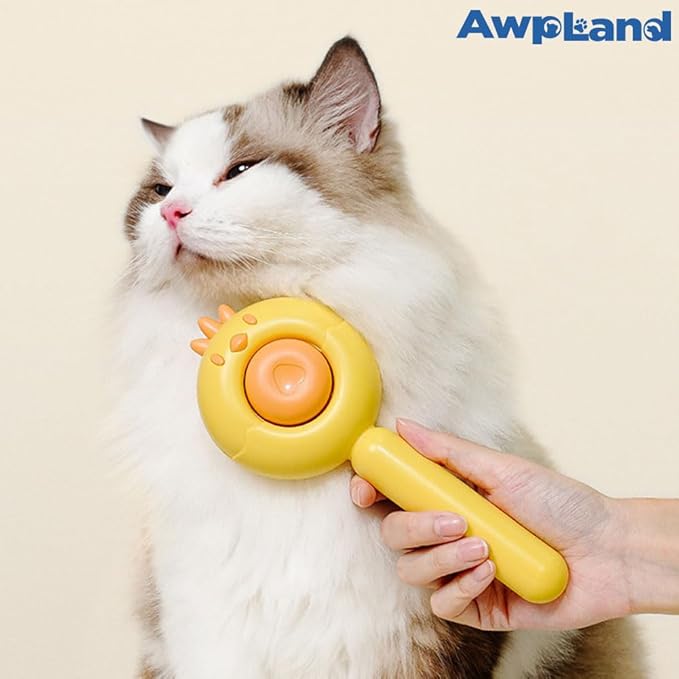 Cat Brush for Short or Long Haired Cats Dogs Rabbits, Cute Dog Brush with Release Button for Massage and Removes Loose Fur