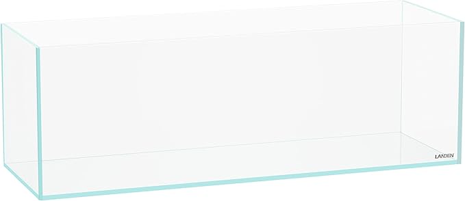 LANDEN 60L 5.8 Gal Rimless Low Iron Aquarium Long Fish Tank,Bookshelf Aquarium,W23.6×D7.87×H7.87 in(60x20x20cm) 5mm Thickness with Black Nano Foam Leveling mat Included