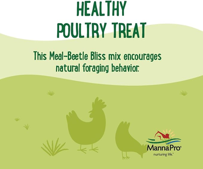 Manna Pro Farmhouse Favorites Beetle Bliss Poultry Treat – Blend of Mealworms and Beetles – All Natural Treat for Chickens, Ducks, Geese, Turkeys, & Guinea Fowl – 45% Protein – 2lb Bag