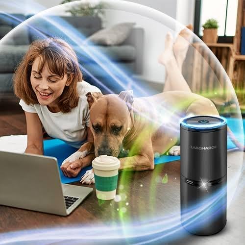 Lab Charge Small Ionic Air Purifier for Home & Bedroom – Silent HEPA Filter – Covers 250 Sq Ft - Free Cleaner for Pets, Hair, Smoke, Dust, Odors & Dander – Compact & Black Design - Pack of 3