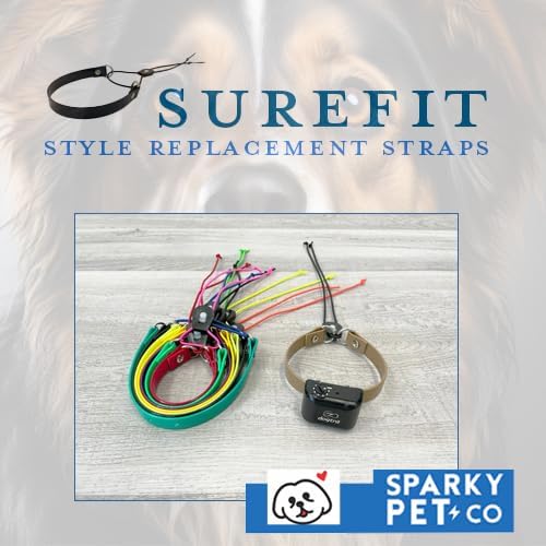 Sparky Pet Co - Surefit ECollar Replacement Strap - Bungee Dog Collar - Waterproof - Adjustable - Secure Nexus Wheel Lock - for Electronic Training & Invisible Fence Systems - 1" (Reflective Black)