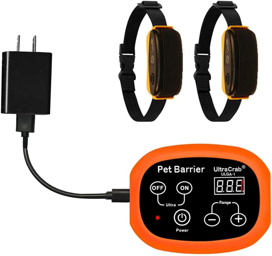 Indoor Pet Barrier for 2 Dogs,Wireless Indoor Electric Fence,Pet Gate, Keeps Areas Off Limits,Dog Home Proofing, Waterproof/Rechargeable/Beep/Static Training Collar,Orange Kit