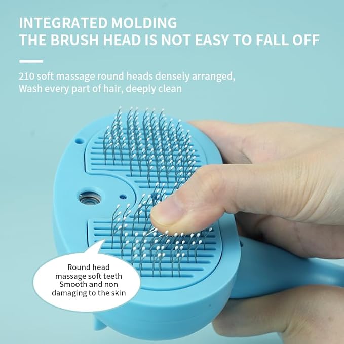 Cat Dog Grooming Brush 5-in-1 Pet Grooming Spray Brush Comb for Massaging and Cleaning Shedding Pet Hair, 1-Touch Release Button for Long/Short Hair Pets (Pink)