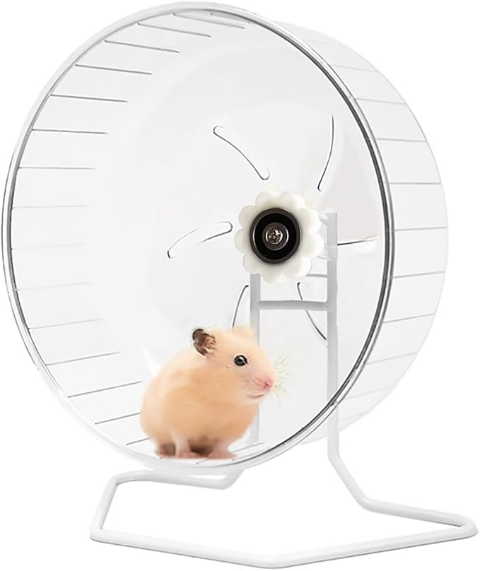 Silent Hamster Exercise Wheel - Hamster Toys Cages Accessories 9.45 Inch Running Spinner with Iron Stand Quite Runner for Small Animal Pet Gerbil Dwarf Syrian Hedgehog Rat Mouse Mice
