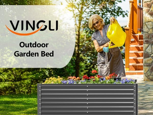 VINGLI Galvanized Raised Garden Beds Outdoor, 6x3x2 Ft, 8x4x2 Ft Lager Metal Planter Raised Beds for Planting Vegetables Flowers Herb (6 * 3 * 2（Square）)