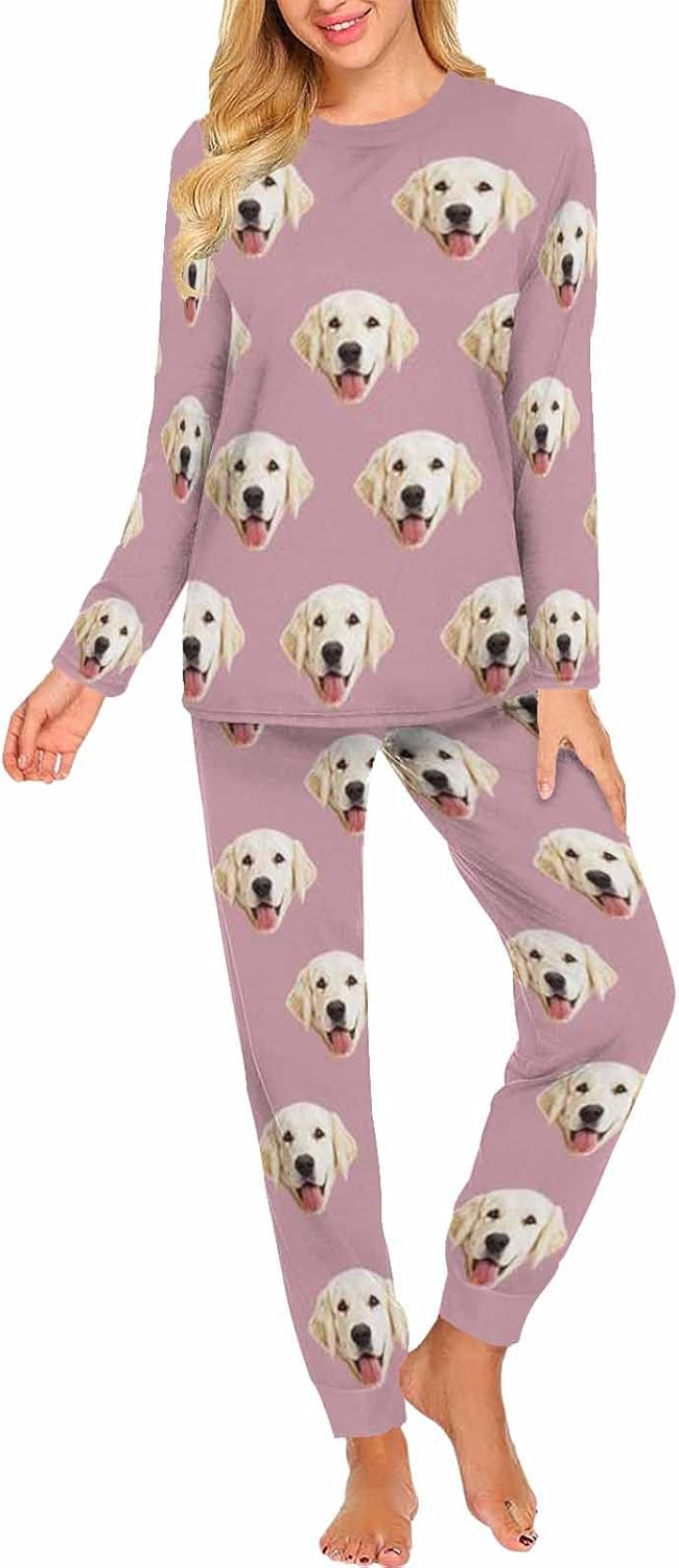 MyPupSocks Custom Face Pajamas Sets for Women, Personalized Photo Sleepwear XS-XXL