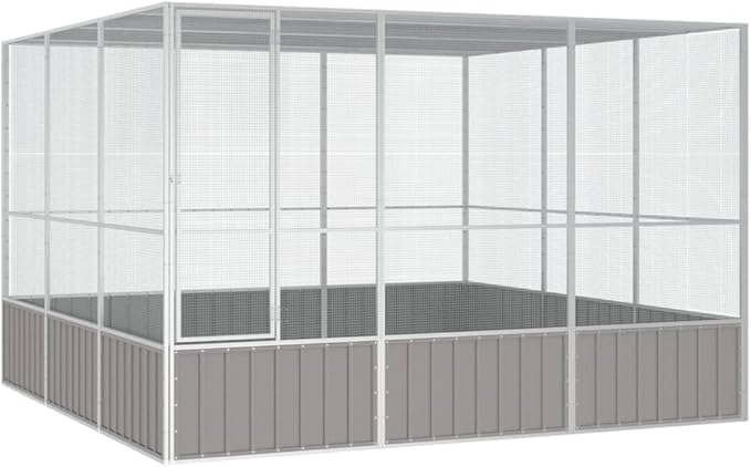 Steel Bird Cage, Large Flight King Bird Cage for Cockatiels African Grey Quaker Amazon Sun Parakeets Green Cheek Conures Pigeons Parrot Bird Cage Birdcage, Gray 119.1"x127.8"x83.3"