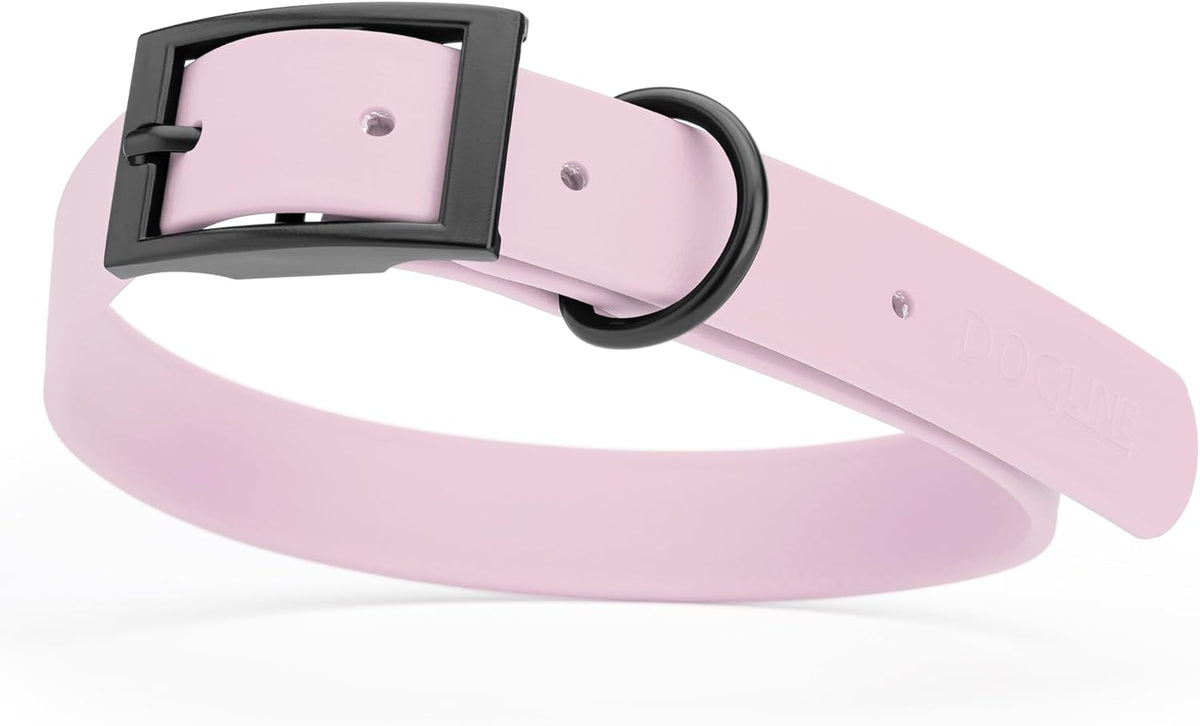 Dogline Biothane Waterproof Dog Collar Strong Coated Nylon Webbing with Black Hardware Odor- Proof for Easy Care Easy to Clean High Performance Fits Small Medium or Large Dogs, Pastel Purple