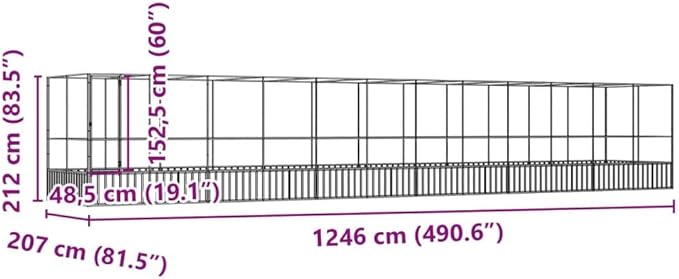 Galvanized Steel Large Flight King Bird Cage with Extension, Steel Outdoor Aviary, Outdoor Indoor Large Bird Cage Aviary Pet House for Cockatiels African Parakeets, 490.6"x81.5"x83.5",-314