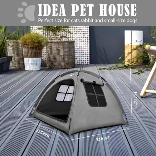 Cat and Dog Outdoor Waterproof Tent House - Indoor/Outdoor Cave Nest Bed for Small Dogs, Cats, Bunnies - Washable (Gray, Small)