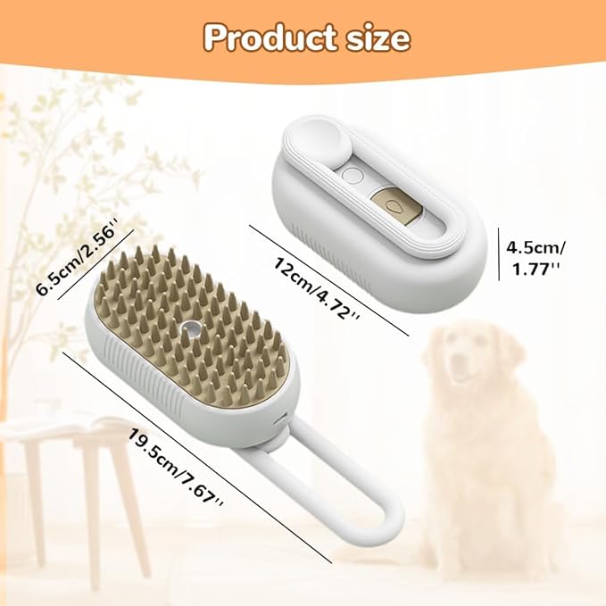 Cat Steam Brush 2025 New Pet Steam Groomer Comb, Painless Grooming Massage, 3 In 1 Water Brush for Cats Dogs (White)