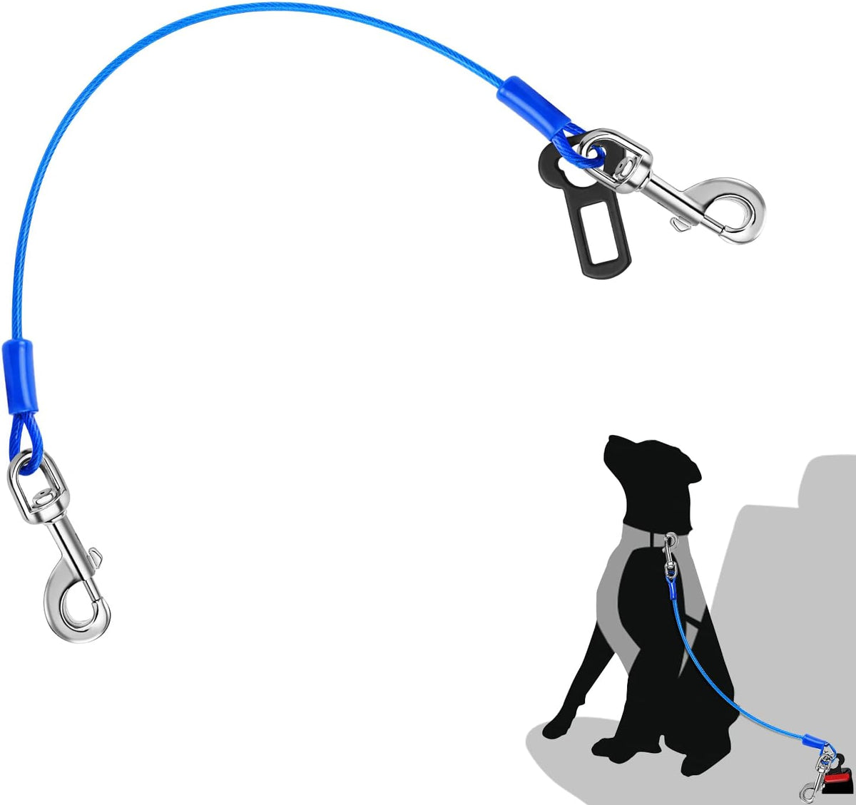 Petbobi Dog Seat Belt for Car - Chew Proof Durable Dog Seatbelt Tether for Small Medium Large Pets - Metal Vehicle Harness Restraint with Double Clips and Latch - Car Leash for Safety Travel