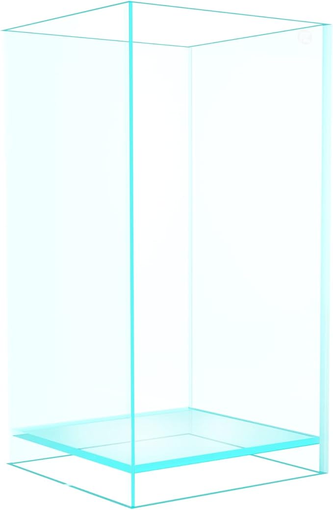 Fzone 2 Gal Nano Rimless Aquarium Low Iron Fish Tank NovaClear Ultra-White Translucent Glass Verso Series Nano Shallow Pond Levitating Floating Air Aquarium(A16-H30)