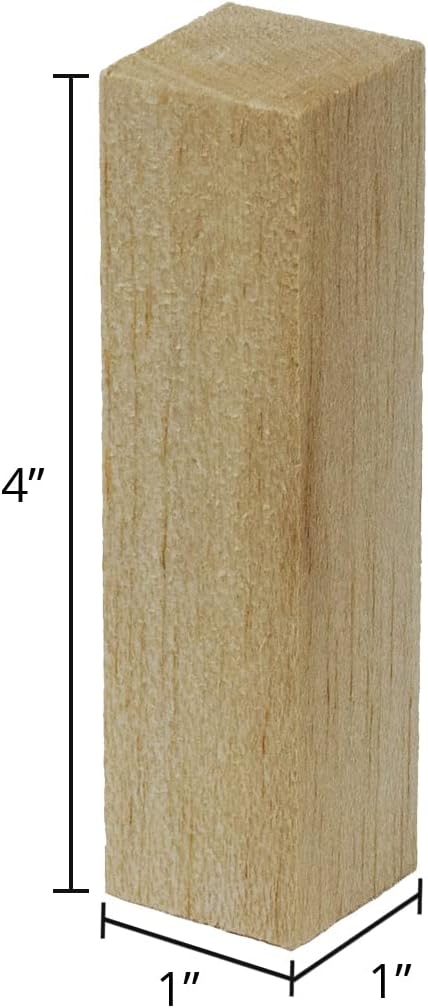 Super Bird Creations SB50019 Balsa Wood Blocks - Bird Toys for Parrots - Unfinished Bird Chew Blocks Wooden Balsa Cubes Material for Crafting and Whitlling Carving - Small Bird Size, 1x1x4, 12 Pieces