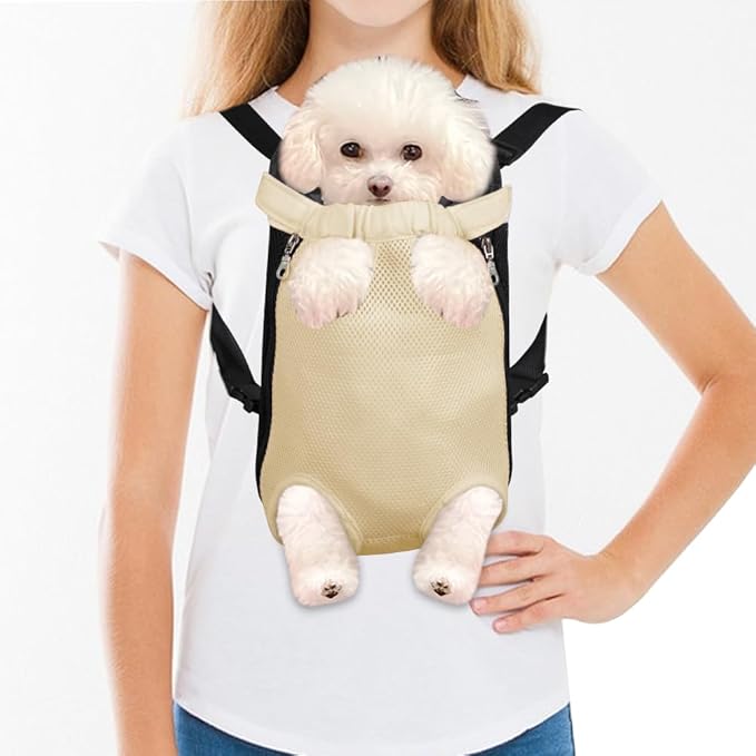 FEimaX Dog Carrier Backpack Pet Legs Out Front Cat Travel Bag, Adjustable Puppy Backpacks Carriers Hands-Free for Small Medium Dogs Cats Hiking Traveling Camping Daily Walking