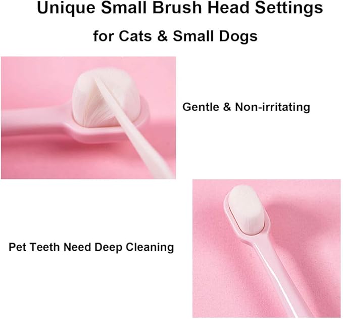 Small Dog Toothbrush Kit, Extra Soft Cat Toothbrush Dental, Easy Teeth Cleaning Head, Pet Deep Clean Dense Brush, Safe and Effective Oral Care, Brush Away Bad Breath, Easy to Handle, 3 Pack