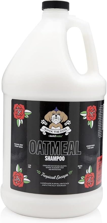 Bark2Basics Rock The Dog Oatmeal Dog Shampoo, 1 Gallon - Natural Colloidal Oatmeal, Natural, Calms Dry Itchy Irritated Skin, Moisturizes and Soothes The Skin and Coat, Professional Grade