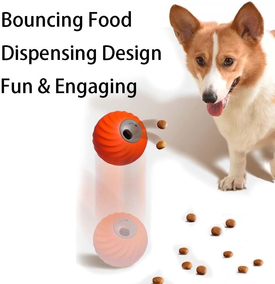 Zoomie 2.0 Buddy – Smart Touch Interactive Dog Toy | 2 in 1 Interactive Dog Balls ＆ Pet Feeder | USB-C Rechargeable | for Small Or Medium Dogs (Orange)