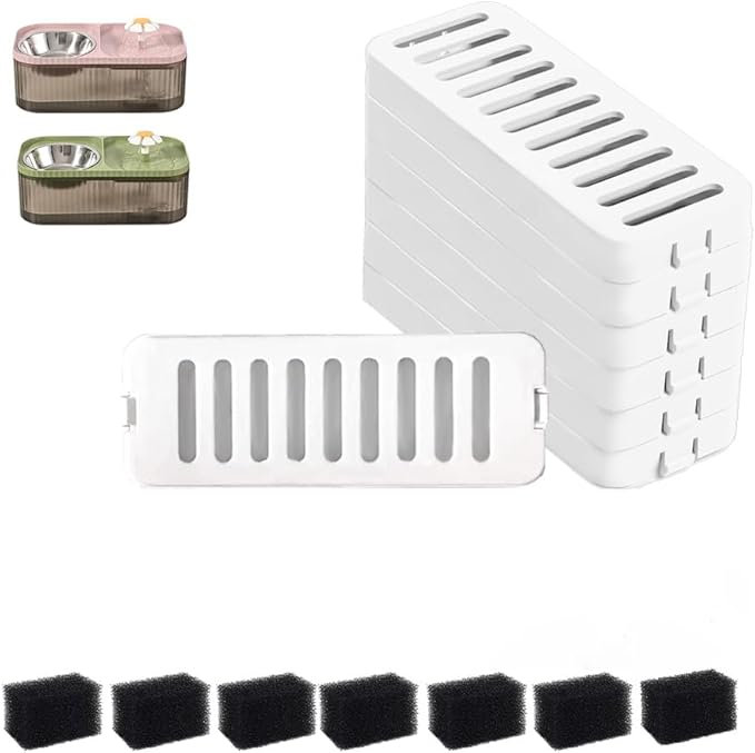 Marchul Cat Water Fountain Replacement Filters and Replacement Pre-Filter Sponges Set,14 Pack (7+7)