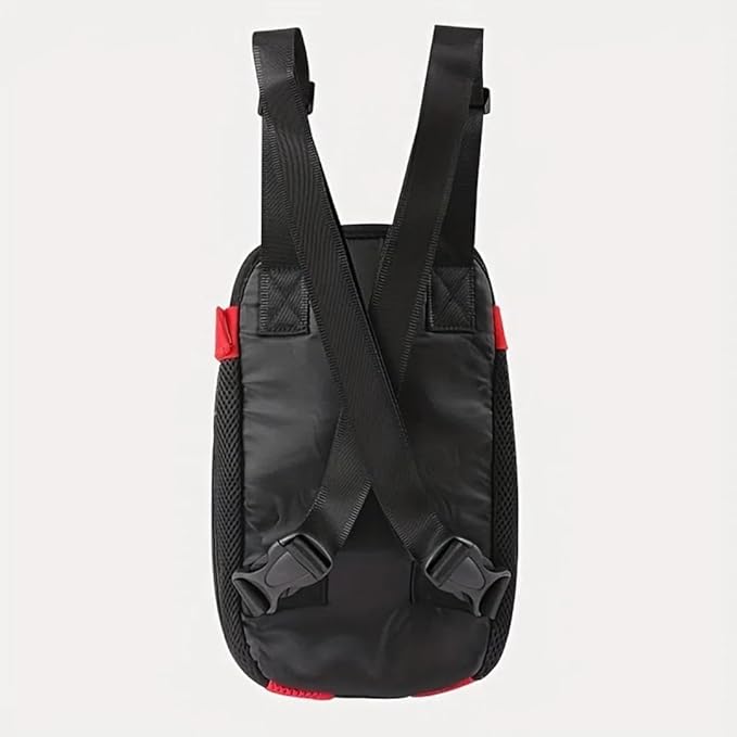 Pet Dog Carrier Backpack, Portable Breathable Mesh Chest Carrier, Polyester Woven Double Shoulder Pet Bag for Outdoor Adventures (Black, Small)