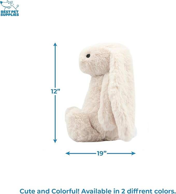 Best Pet Supplies Interactive Squeaky Dog Chew Toy, Ideal Dog Toys for Chewers, Small, Medium & Large Dogs, and Fetch Lovers - Bunny (Beige), Large