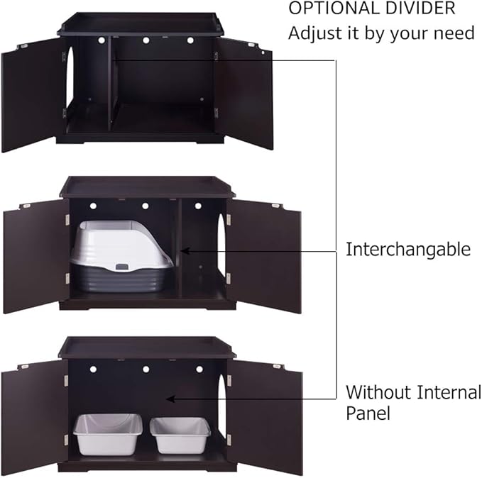 unipaws Cat Litter Box Enclosure Furniture, Cat Washroom, Hidden Litter Box Cover, Cabinet for Large Cat, Dog Proof Cat Litter Boxes, Hideaway Litter Box, Cat House